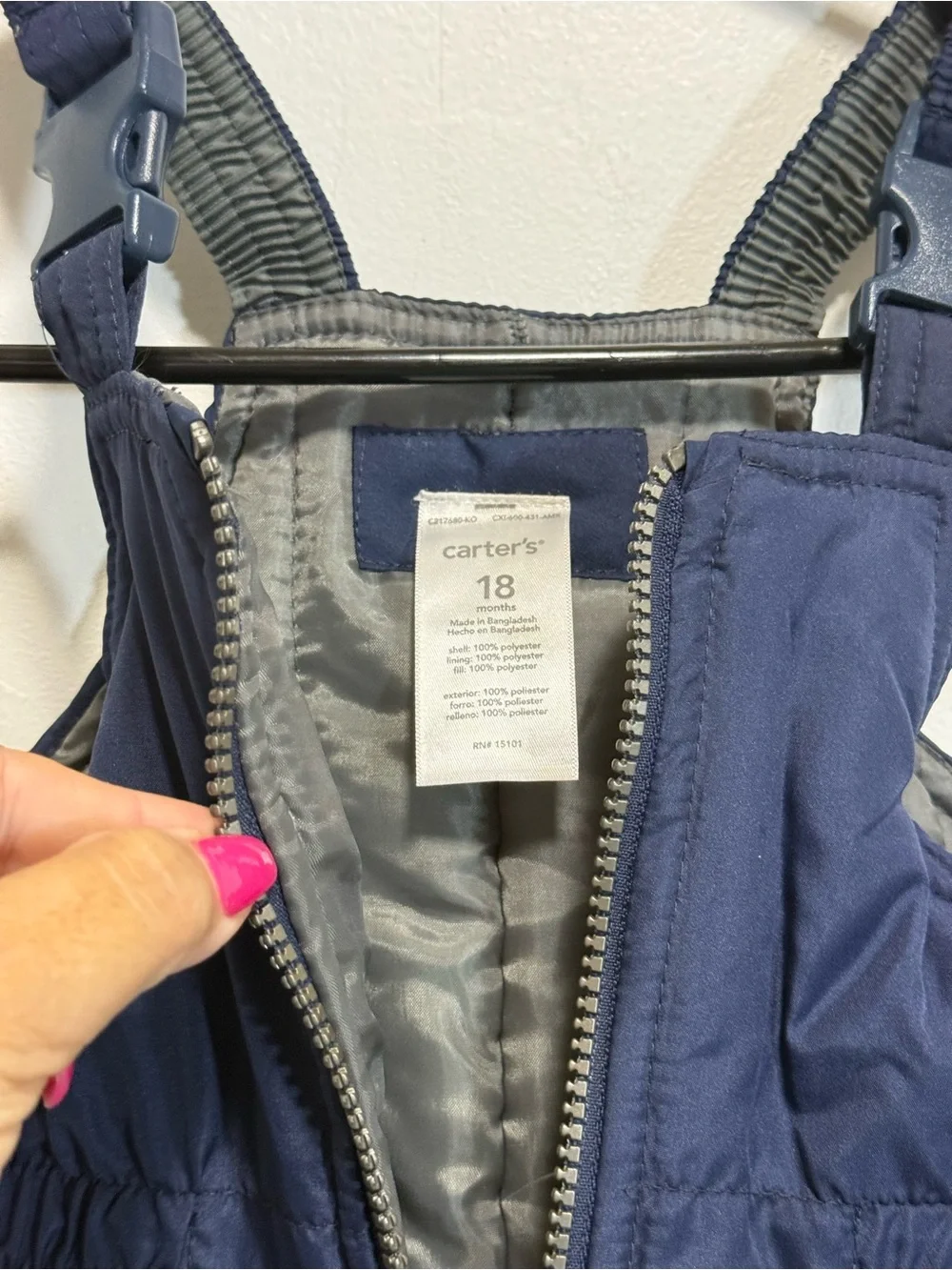Kids Sz 18 months Navy Blue Snow Bib Pants - Carters
